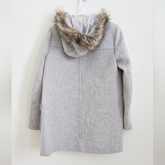 J. Crew Gray Vail Parka Wool Blend Faux Fur Hooded Jacket  Sz 4 Coat - Picture 7 of 15
